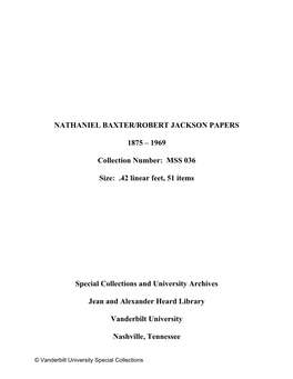 Nathaniel Baxter/Robert Jackson Family Papers