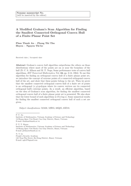 A Modified Graham's Scan Algorithm for Finding the Smallest Connected