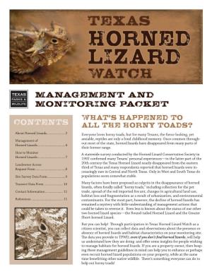 Texas Horned Lizard Watch Monitoring Packet