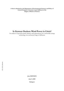 Is German Onshore Wind Power in Crisis? an Analysis of Growth Trends, Barriers and Expectations for a Renewable Energy Technology at an Advanced Stage of Diffusion