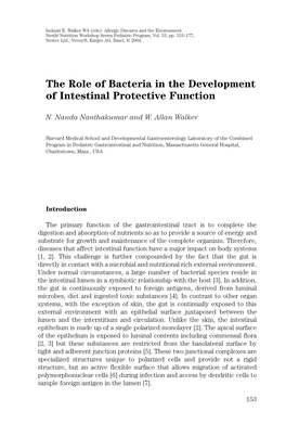 The Role of Bacteria in the Development of Intestinal Protective Function