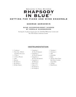 Rhapsody in Blue™ Setting for Piano and Wind Ensemble