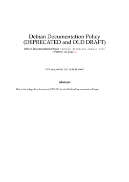Debian Documentation Policy (DEPRECATED and OLD DRAFT)