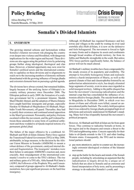 Somalia's Divided Islamists