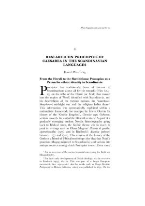 Research on Procopius of Caesarea in the Scandinavian Languages