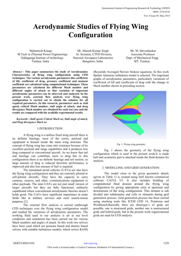 Aerodynamic Studies of Flying Wing Configuration