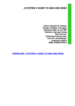 {PDF} a System V Guide to UNIX and XENIX Ebook Free Download