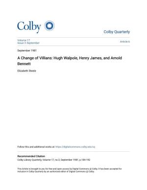 Hugh Walpole, Henry James, and Arnold Bennett