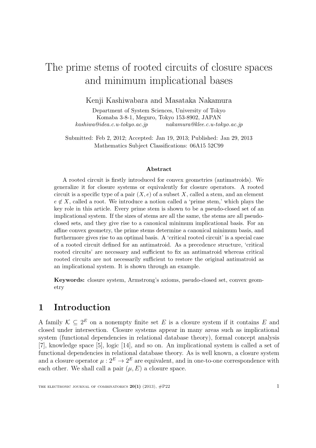 The Prime Stems of Rooted Circuits of Closure Spaces and Minimum Implicational Bases