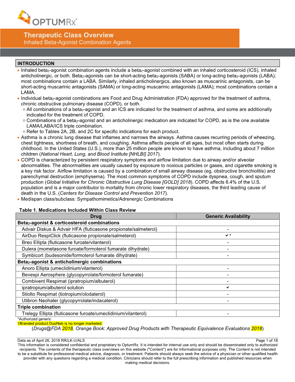 Inhaled Beta-Agonist Combination Agents