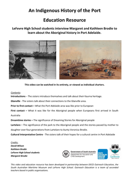 An Indigenous History of the Port Education Resource