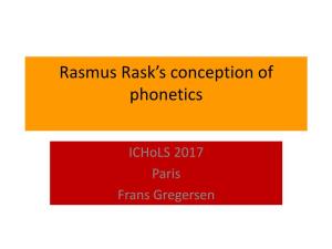 Rasmus Rask's Conception of Phonetics
