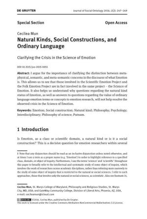 Natural Kinds, Social Constructions, and Ordinary Language