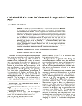 Clinical and MR Correlates in Children with Extrapyramidal Cerebral Palsy