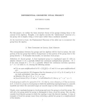 DIFFERENTIAL GEOMETRY FINAL PROJECT 1. Introduction for This