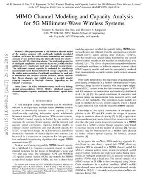 MIMO Channel Modeling and Capacity Analysis for 5G Millimeter