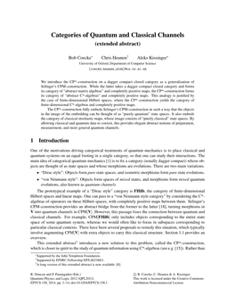 Categories of Quantum and Classical Channels (Extended Abstract)
