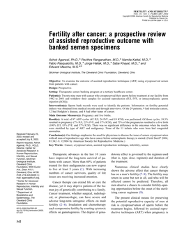 Fertility After Cancer: a Prospective Review of Assisted Reproductive Outcome with Banked Semen Specimens
