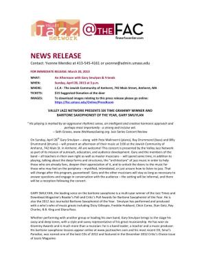 NEWS RELEASE Contact: Yvonne Mendez at 413-545-4161 Or Yvonne@Admin.Umass.Edu