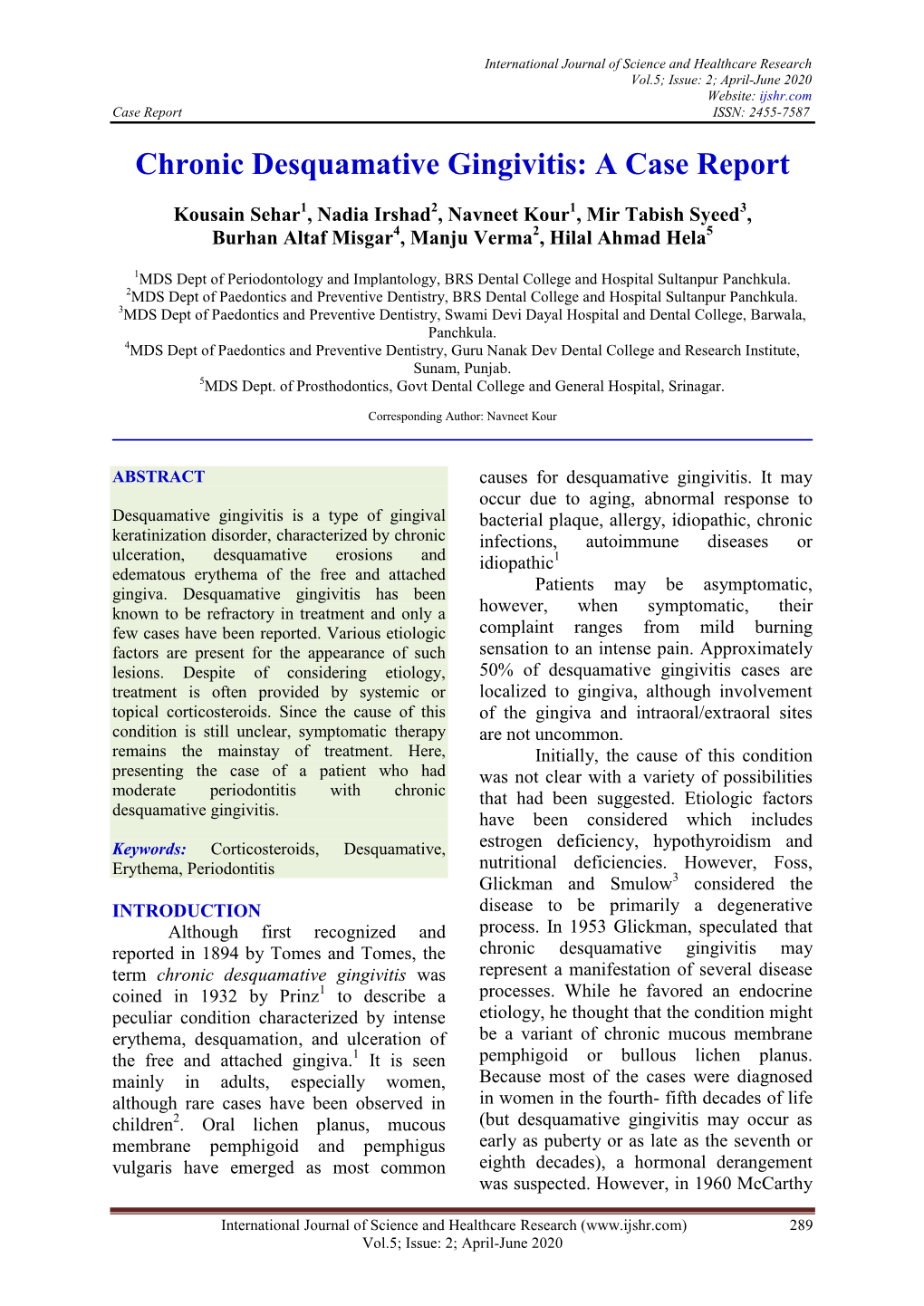 Chronic Desquamative Gingivitis: a Case Report