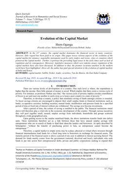 Evolution of the Capital Market