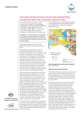 Case Study Groundwater Stories from the Dreamtime, Tjilbruke and the Coastal Springs (Sa)