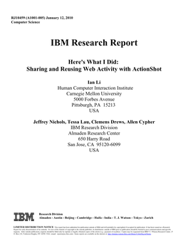IBM Research Report Here's What I