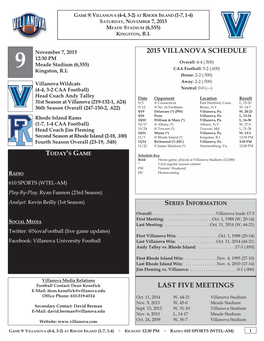 Villanova Football Media Services