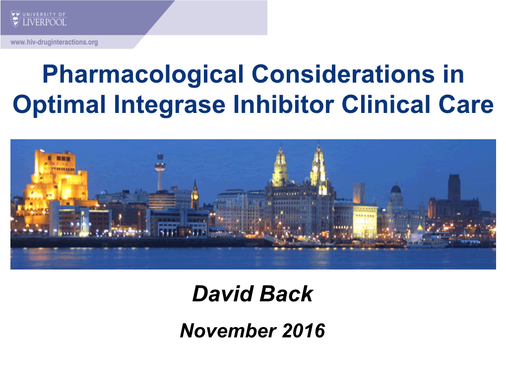 Key Pharmacology of Integrase Inhibitors: Pharmacokinetics