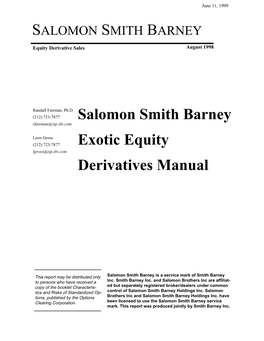 Salomon Smith Barney Exotic Equity Derivatives Manual