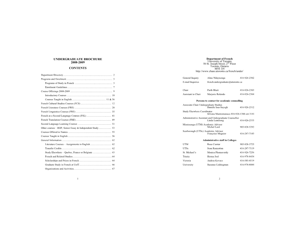 Undergraduate Brochure 2008-2009