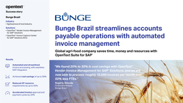 Bunge Brazil Streamlines Accounts Payable with Automated Invoice