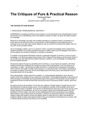 The Critiques of Pure & Practical Reason