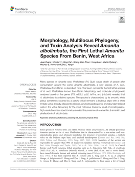 Morphology, Multilocus Phylogeny, and Toxin Analysis Reveal Amanita Albolimbata, the First Lethal Amanita Species from Benin, West Africa