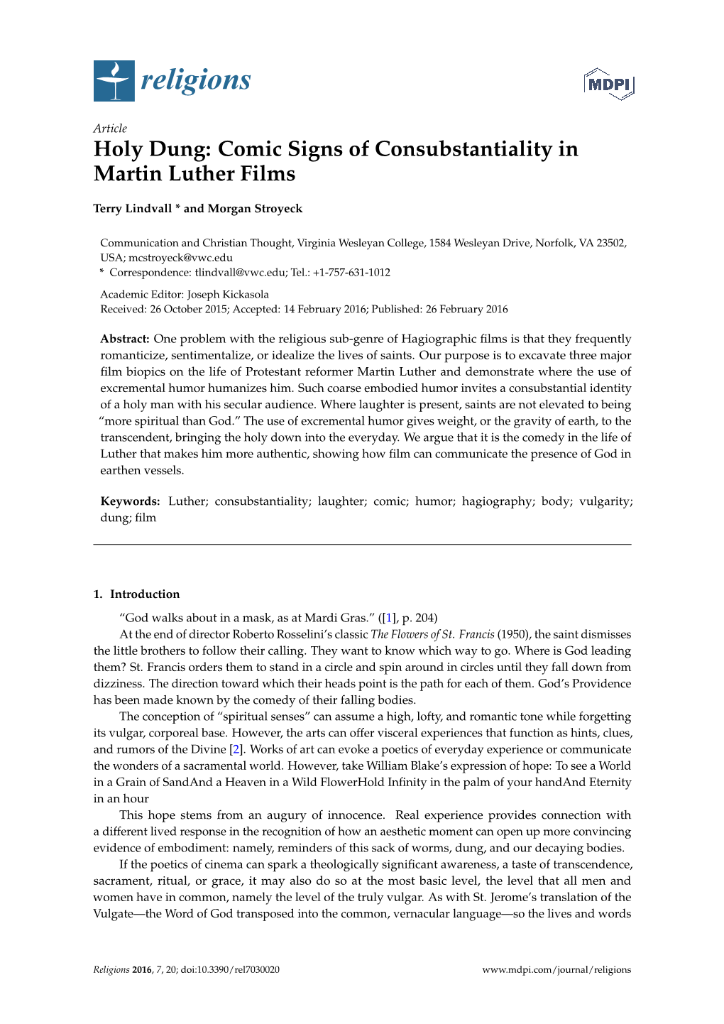 Comic Signs of Consubstantiality in Martin Luther Films