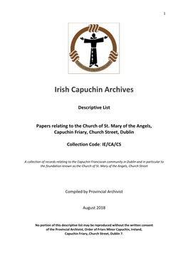 Papers of St. Mary of the Angels, Capuchin