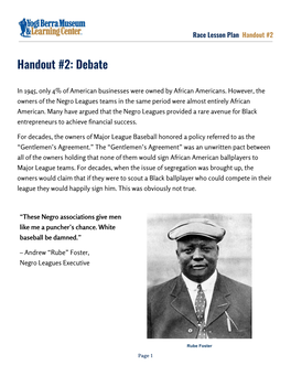 Handout #2: Debate