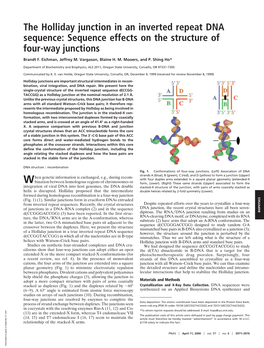 The Holliday Junction in an Inverted Repeat DNA Sequence: Sequence Effects on the Structure of Four-Way Junctions