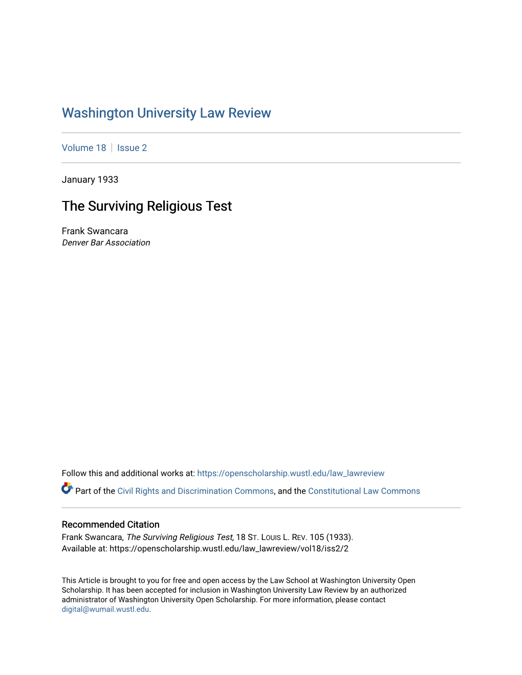 The Surviving Religious Test