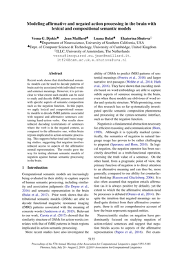 Modeling Affirmative and Negated Action Processing in the Brain With