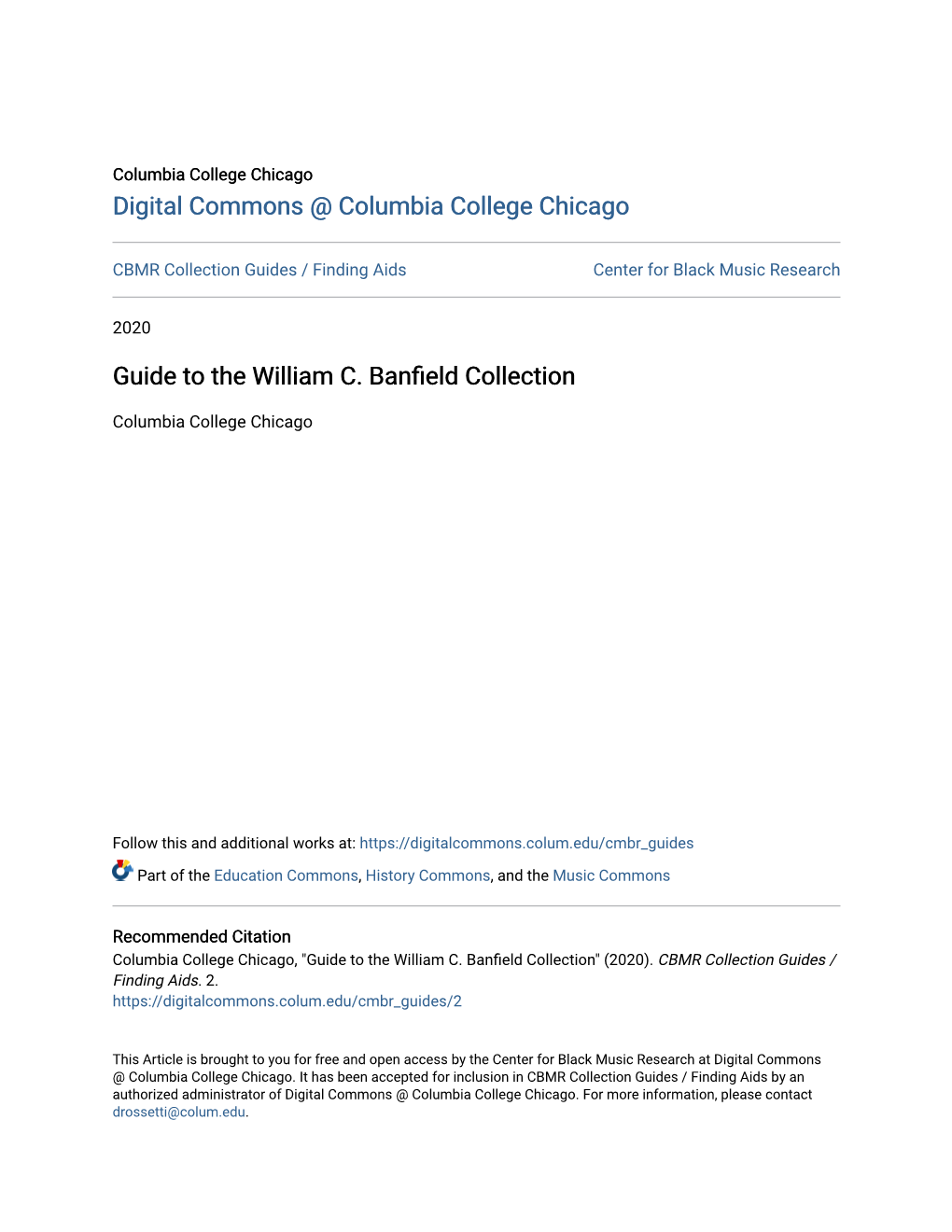 Guide to the William C. Banfield Collection