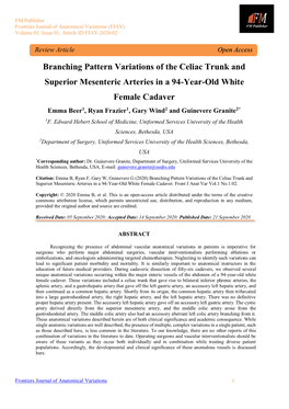 Branching Pattern Variations of the Celiac Trunk And