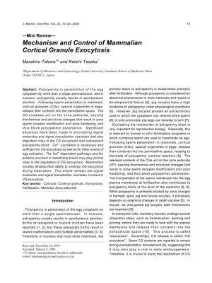 Mechanism and Control of Mammalian Cortical Granule Exocytosis