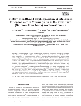 Dietary Breadth and Trophic Position of Introduced European Catfish Silurus Glanis in the River Tarn (Garonne River Basin), Southwest France