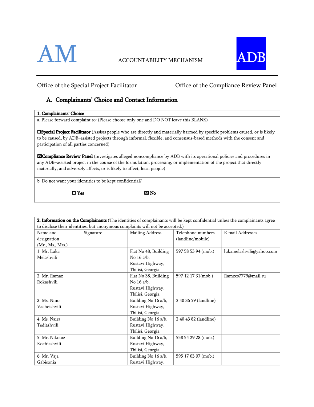 Request for Compliance Review [PDF]