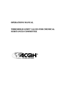Operations Manual Threshold Limit Values for Chemical Substances