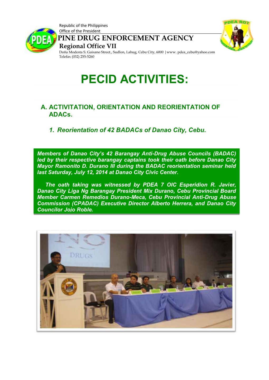 Pecid Activities