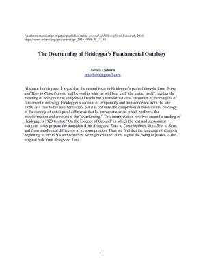 The Overturning of Heidegger's Fundamental Ontology