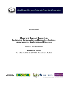 Global and Regional Research on Sustainable Consumption and Production Systems: Achievements, Challenges and Dialogues