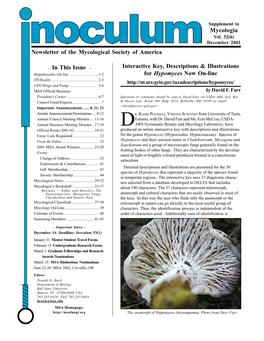 December 2001 Newsletter of the Mycological Society of America